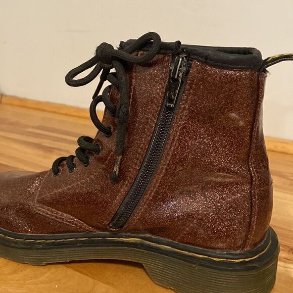 Dr. Martens Maroon Purple 1460 Glitter J Side Zip Combat Ankle Boots Size 3 - Picture 6 of 9